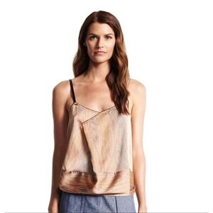 Derek Lam Design Nation Peach/Gray Brushstrokes Woodgrains Tank Top Cami Sz M